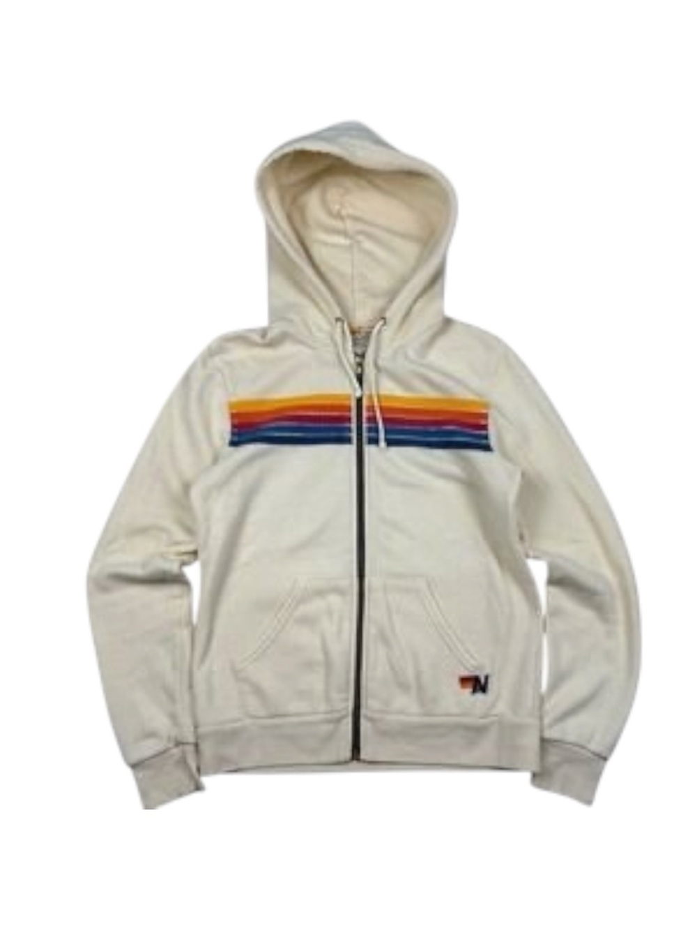 Aviator Nation 5 Stripe Zip Hoodie in Vintage White Size M EUC - Picture 7 of 9